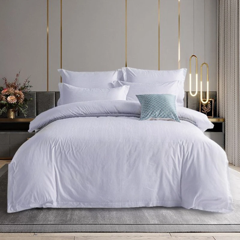 100% Cotton Luxury White Hotel Sateen Bed Sheets high quality
