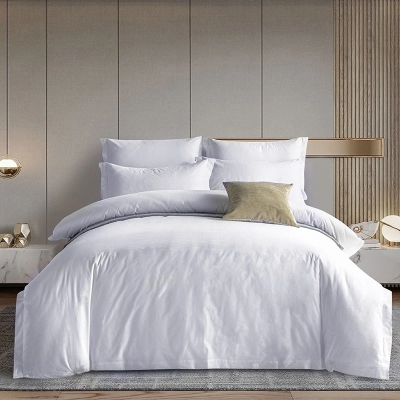 Star Hotel Beddings Solid White Plain Satin Cotton Duvet Cover manufacturers